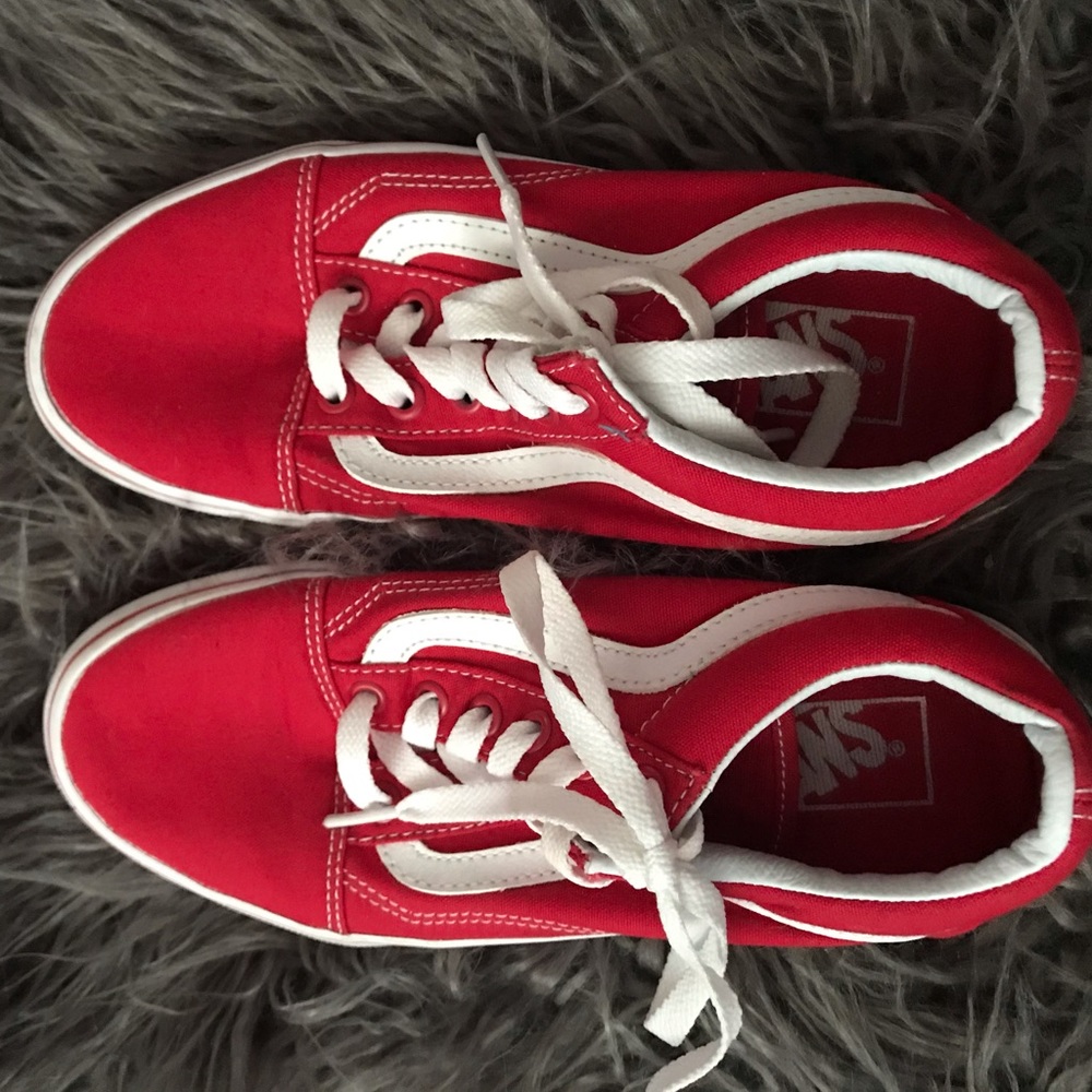 Red old skool vans size 5 men 6.5 women